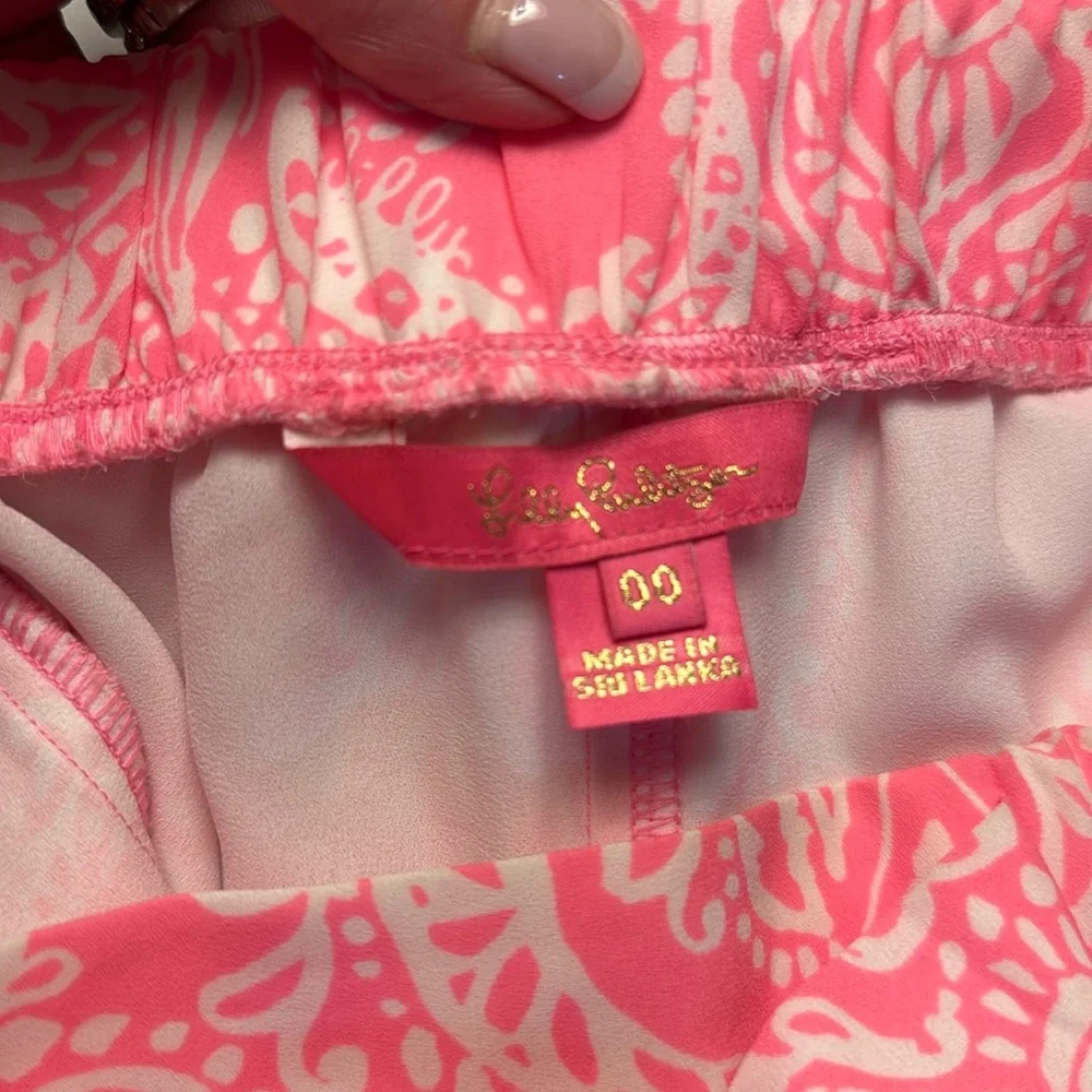 Lilly Pulitzer Pink & White Beach Patterned Shorts/Skort-00(see measurements) - Picture 8 of 9